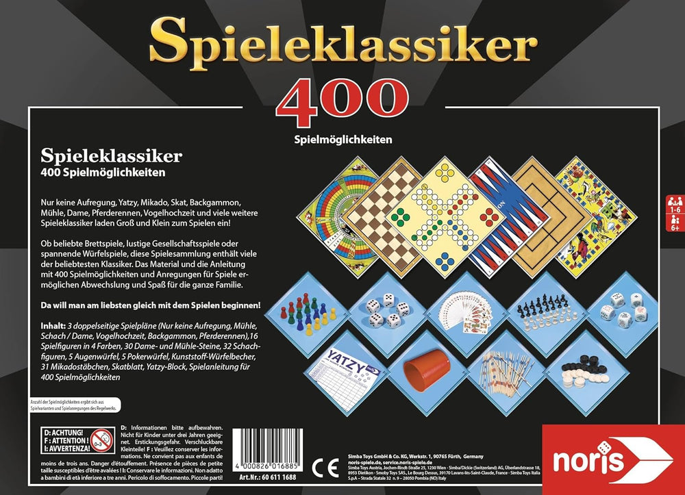 Klassische Noris 606111688 Spiele mit 400 Spieloptionen