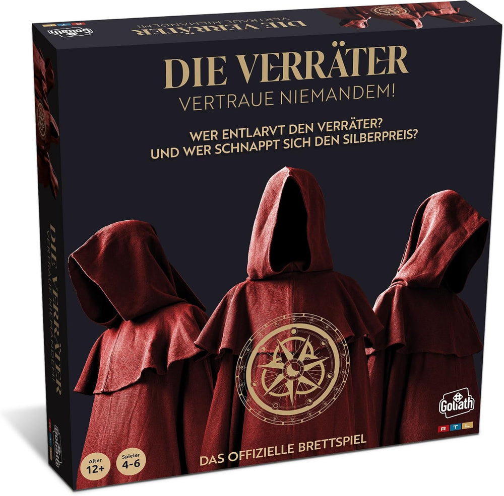 Goliath: Traitors, Brettspiele für Kinder ab 12 Jahren, Partyspiele für 4-6 Spieler, das Spiel basiert auf der gleichnamigen TV-Serie