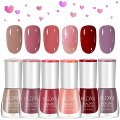 6-teiliges Nagellack-Set – schnell trocknender, langlebiger leuchtend roter Nagellack – ungiftiger Nagellack auf Wasserbasis für DIY-Salons, Maniküre, Geschenk (Farbe: A)