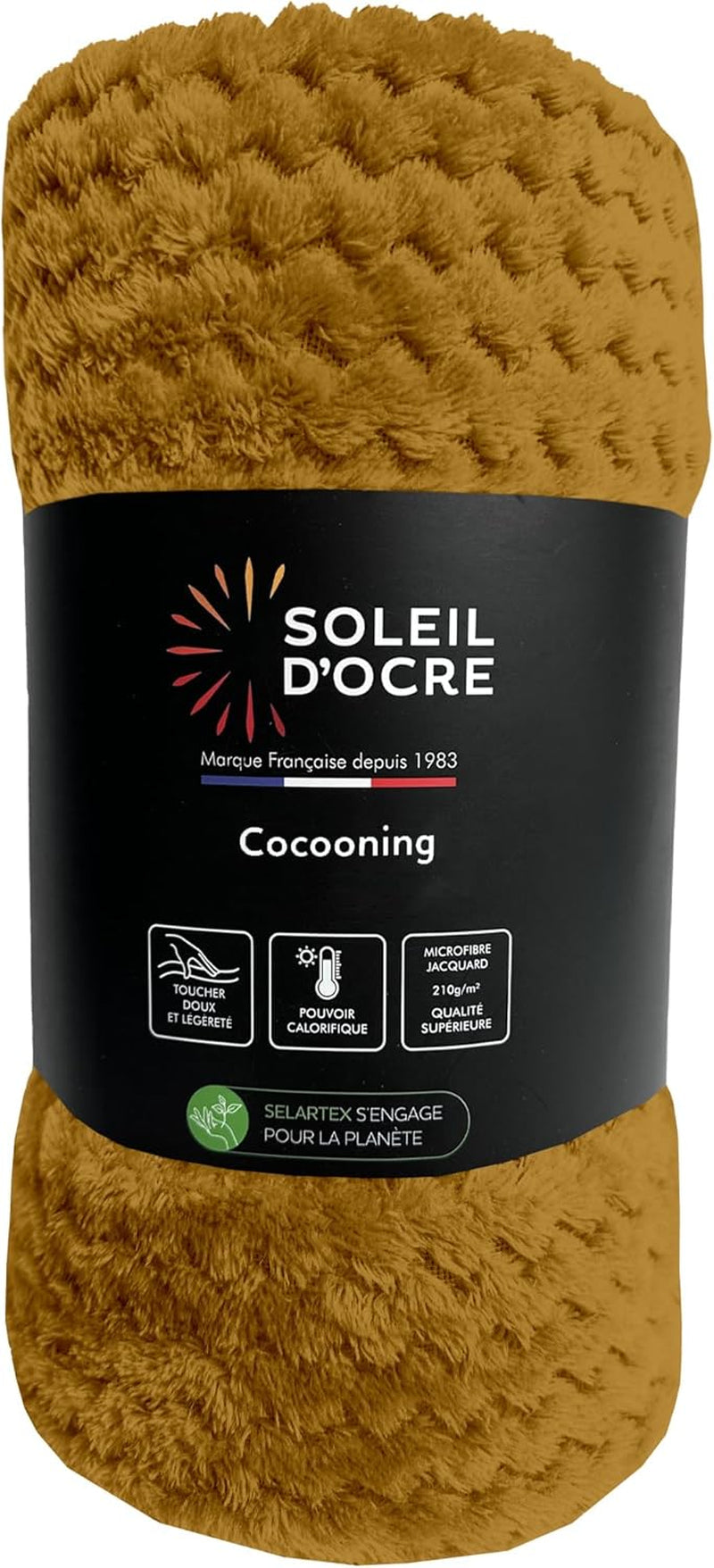 Decke Soleil D'Ocre, 180 x 220 cm, Cocooning, senfgelb Betten und Decken Besuche den Soleil d'ocre-Store Standardtitel