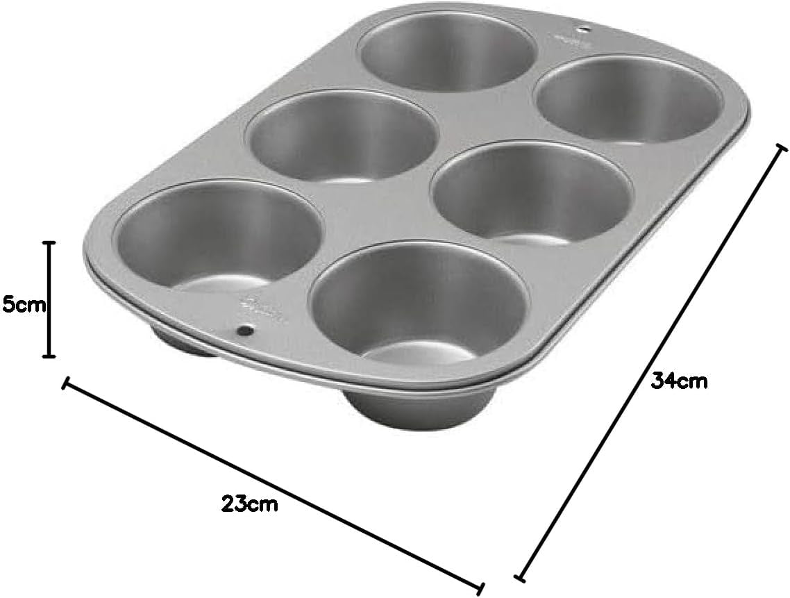 Wilton 445291 445291 Jumbo-Muffinform, Antihaftbeschichtung, 6 Löcher, 4,5 x 22,2 x 34,2 cm, Stahl Backformen und Bleche Naty Shop