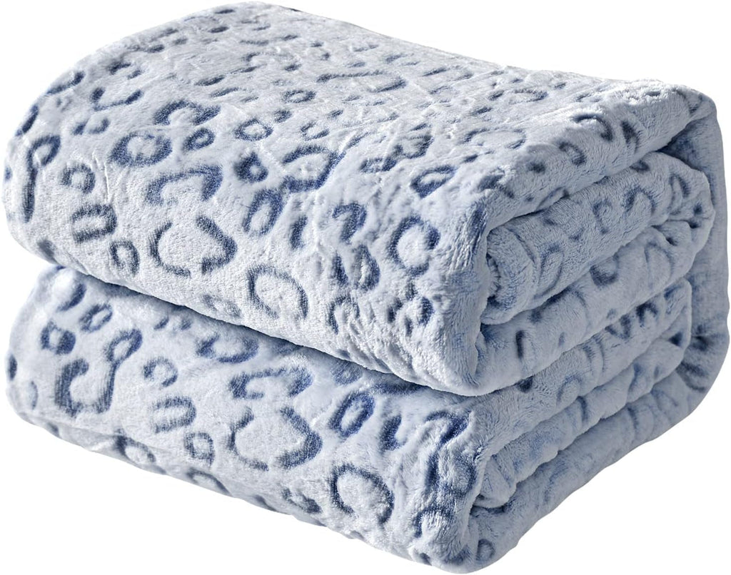 FY FIBER HOUSE flanel fleece throw, pătură din microfibră cu imprimare 3D ghepard, 228 X 274 cm, violet Plapumi si pilote Naty Shop Leopard albastru 40 "X50"