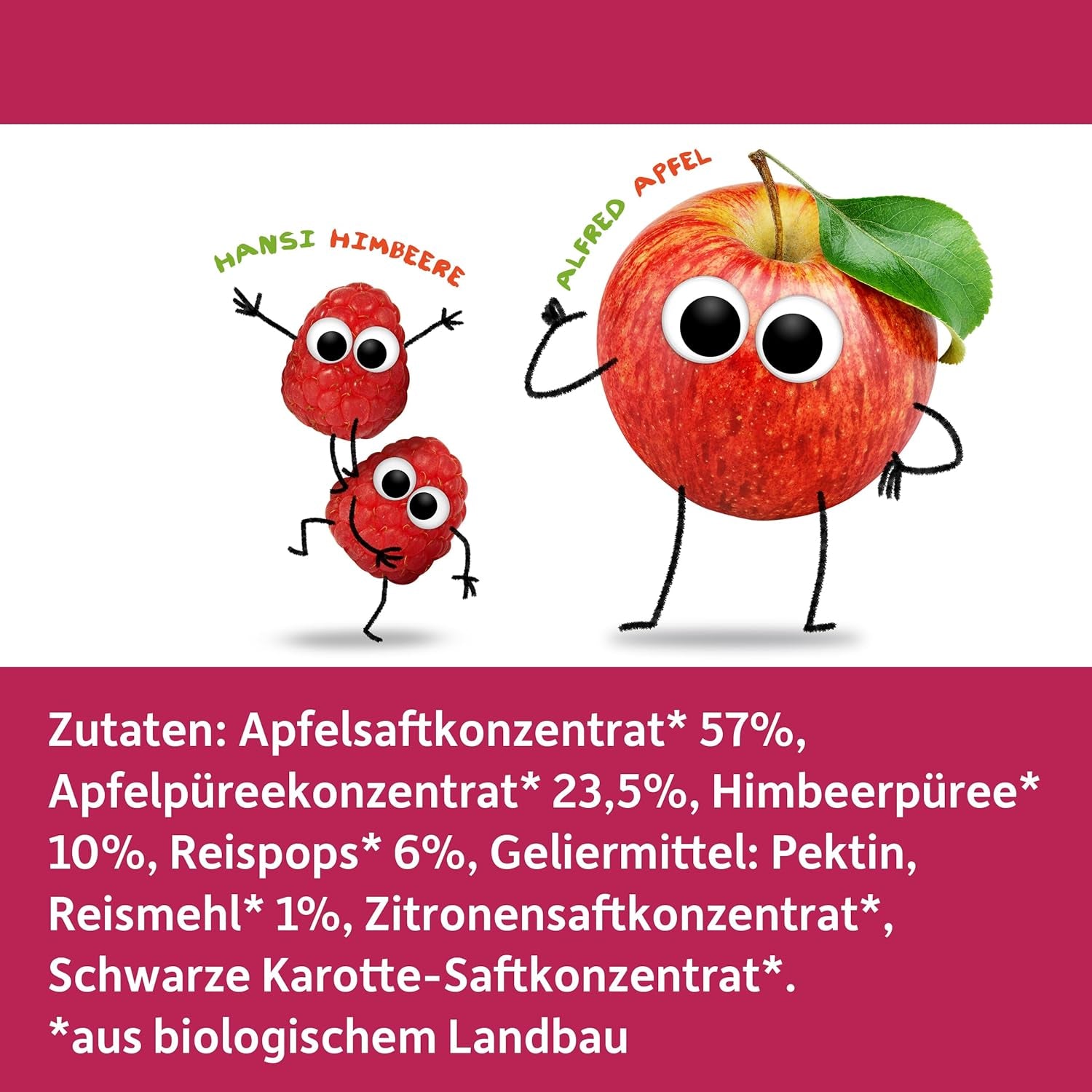 FRECHE FREUNDE Bio-Fruchtgelees, Apfel-, Himbeer- und Reislutscher, fruchtig süßer Snack für Kinder, glutenfrei, vegan, 20er Pack (20 x 30 g)