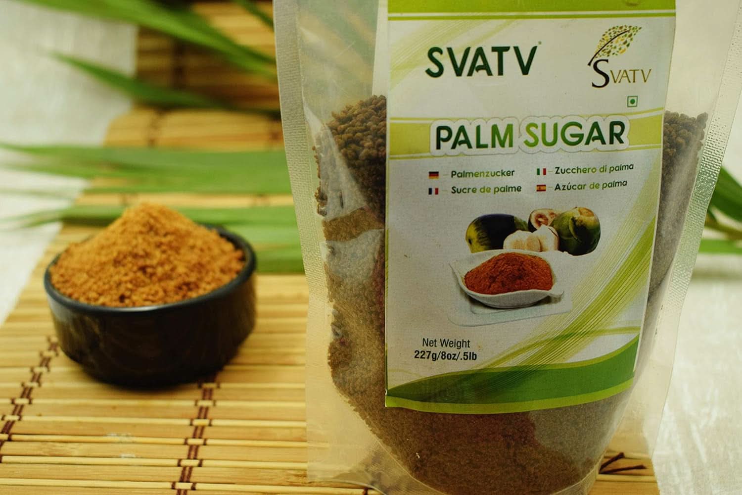 SVATV Braunes Palmzuckerpulver, 227 Gramm Süßstoffe Naty Shop