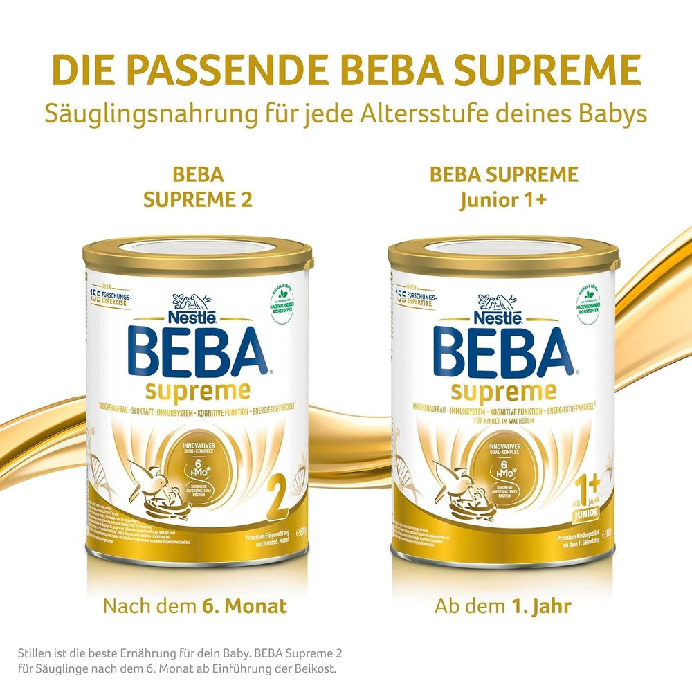 BEBA SUPREME 2 Folgemilch nach 6 Monaten, nur Laktose, palmölfrei, 6er Pack (6 x 800g) Naty Shop