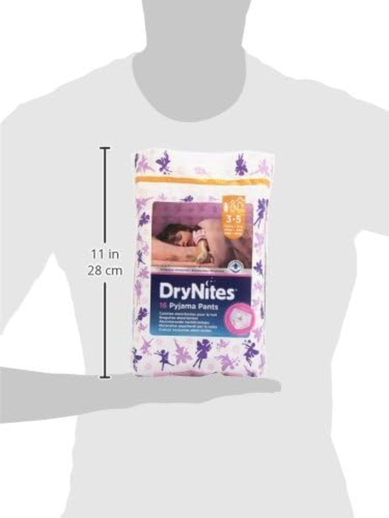 DryNites Pyjamahosen für Mädchen 3–5 Jahre, 1 Packung (1 x 16 Stück)