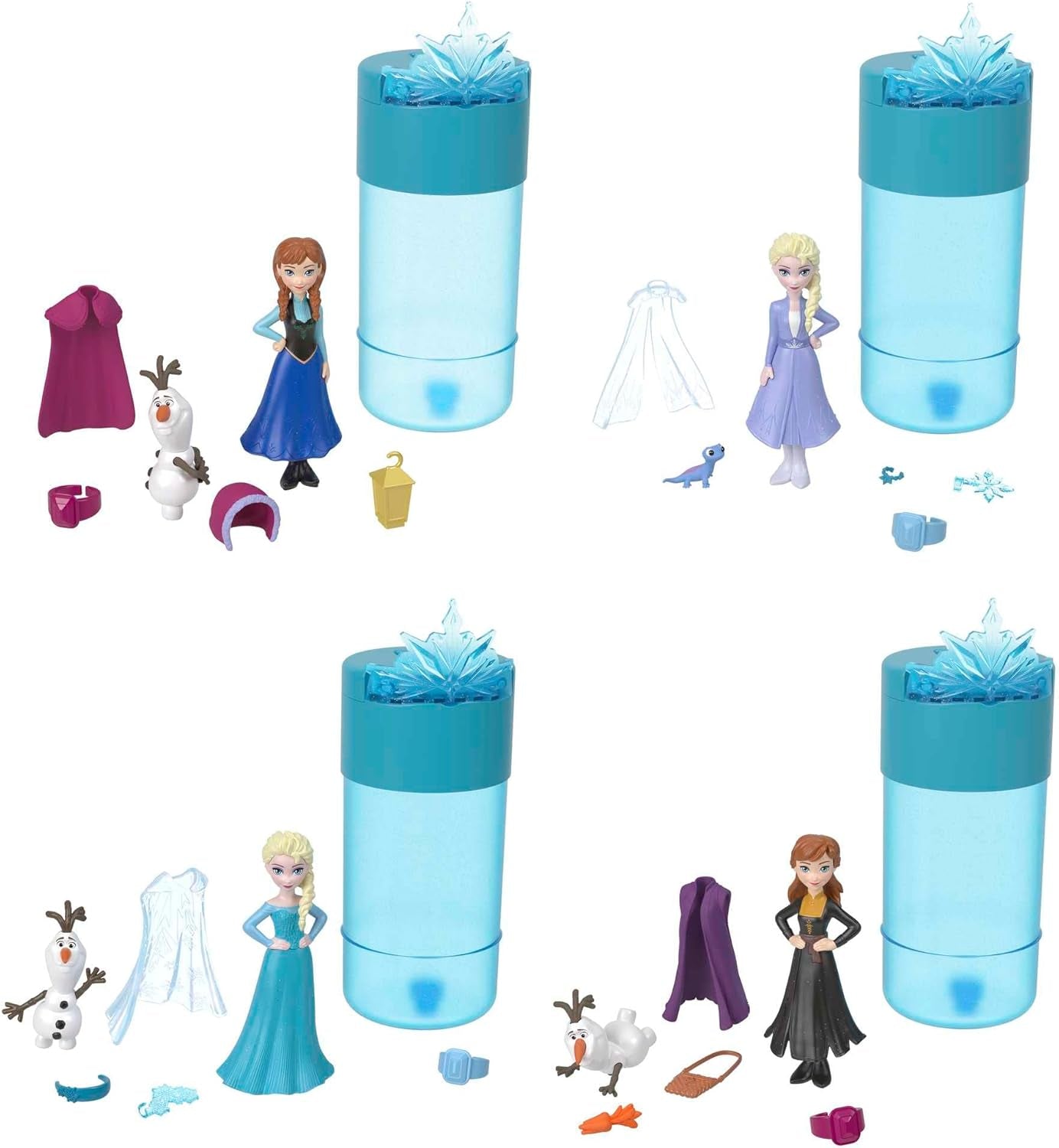 DISNEY Die Eiskönigin – Snow Color Reveal Puppen mit 6 Überraschungen, inklusive königlichem Zubehör und Haarschmuck-Deckel, für Kinder ab 3 Jahren, HMB83