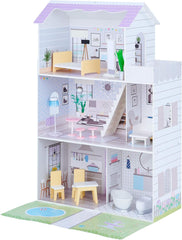 Teamson Kids Olivias Little World Giant Doll House cu 16 accesorii pentru păpuși, casă de păpuși din lemn cu mobilier, cu 3 etaje, casă de păpuși pentru copii pentru păpuși de 12 inci/30 cm, vârsta 3 ani+ Casute de papusi Naty Shop Titlu implicit