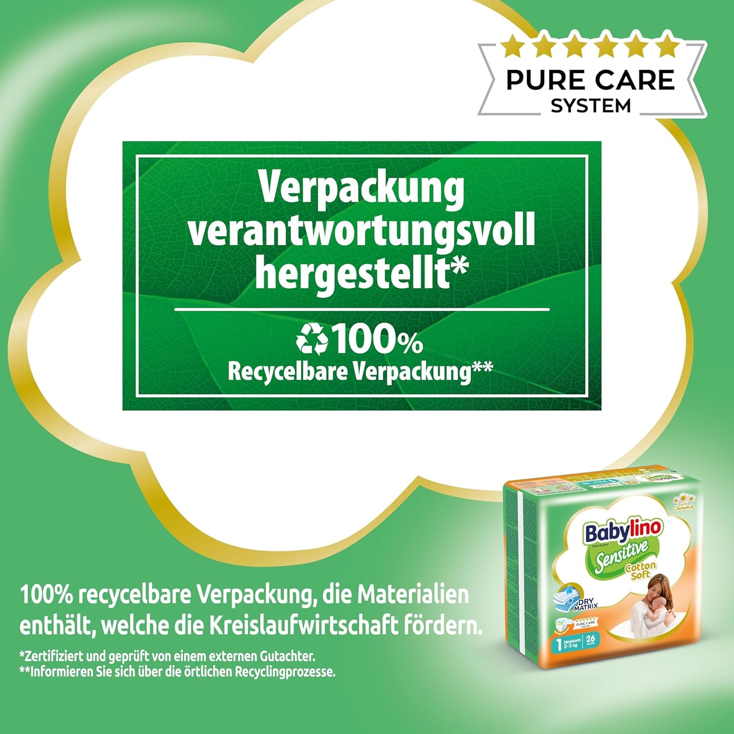 Sensitive Babywindeln, Größe 1, Neugeborene (2-5 kg), 26 Stück