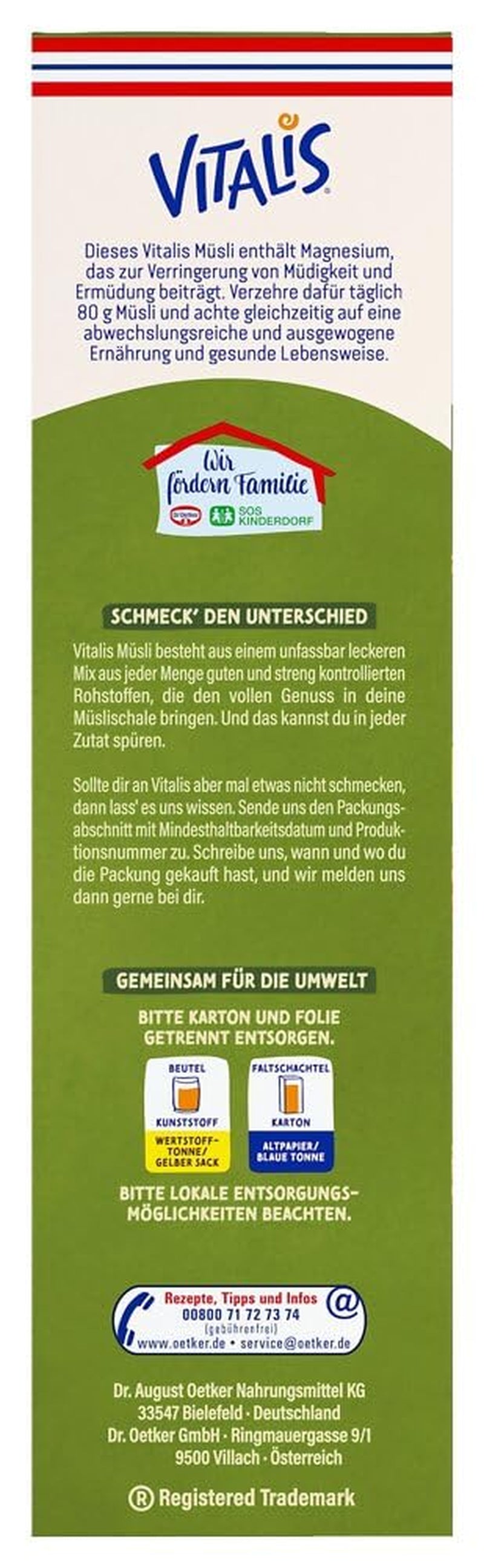 Dr. Oetker Vitalis Classic Knuspermüsli: Großpackung knuspriges Frühstücksmüsli mit Rosinen, 1 Packung, 1,5 kg