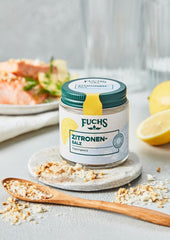 Fuchs Gewürze - Citronensalz | Toppingsalz mit Pyramidenflocken & Zitrone | Knusprige Verfeinerung für Fisch und Gemüse | Zitronensalz in Premium-Qualität | 60 g im wiederverschließbaren Gewürzglas