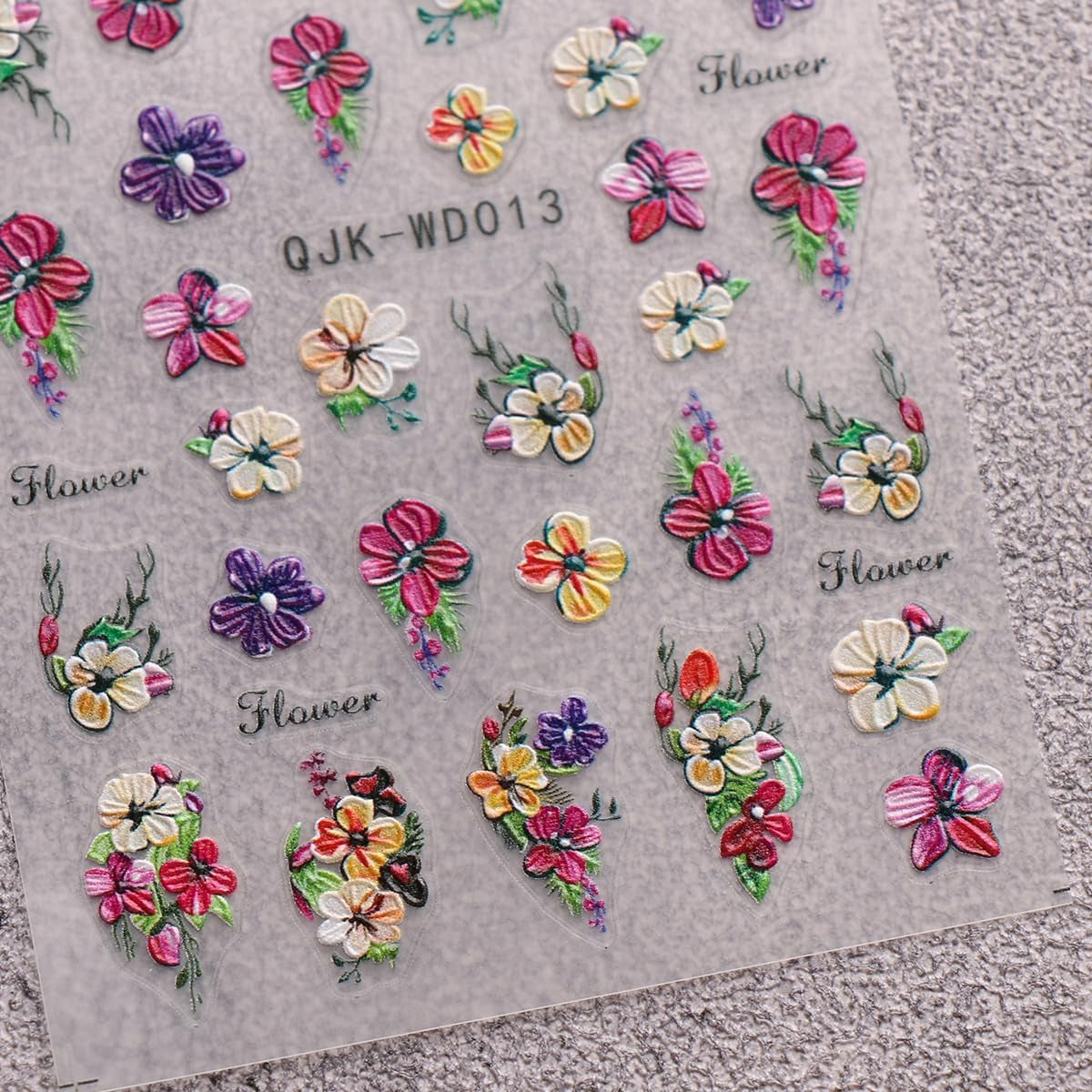 JMEOWIO Nagelsticker Blumen 6 Blatt Nail Art Sticker Selbstklebend Nagelaufkleber Sommer Blumen Dekoration Nageldesign Zubehör