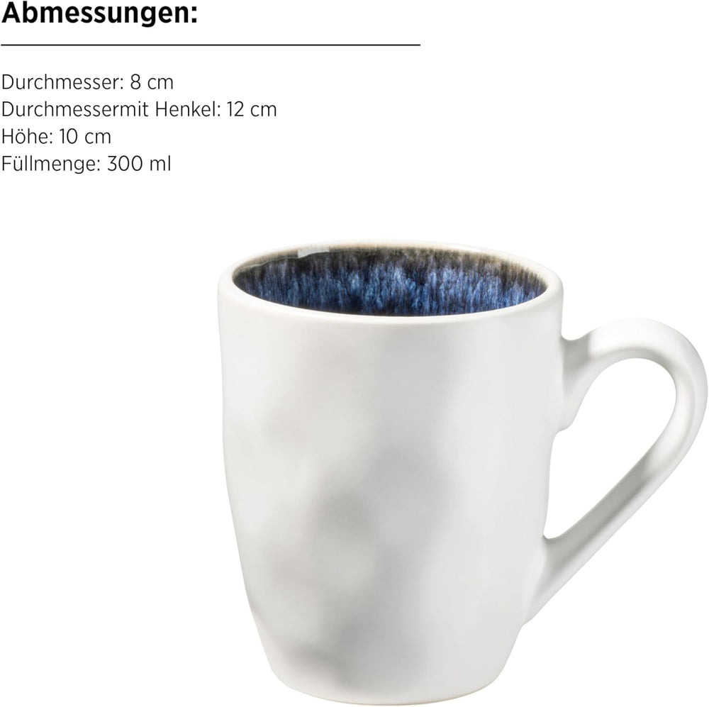 MÄSER 934092 Serie Frozen, Geschirr Set Aus Keramik Für 4 Personen, 16-Teiliges Kombiservice Mit Organischen Formen, Blau Gesprenkeltes Service, Steinzeug, Dunkelblau Tableware Sets Naty Shop