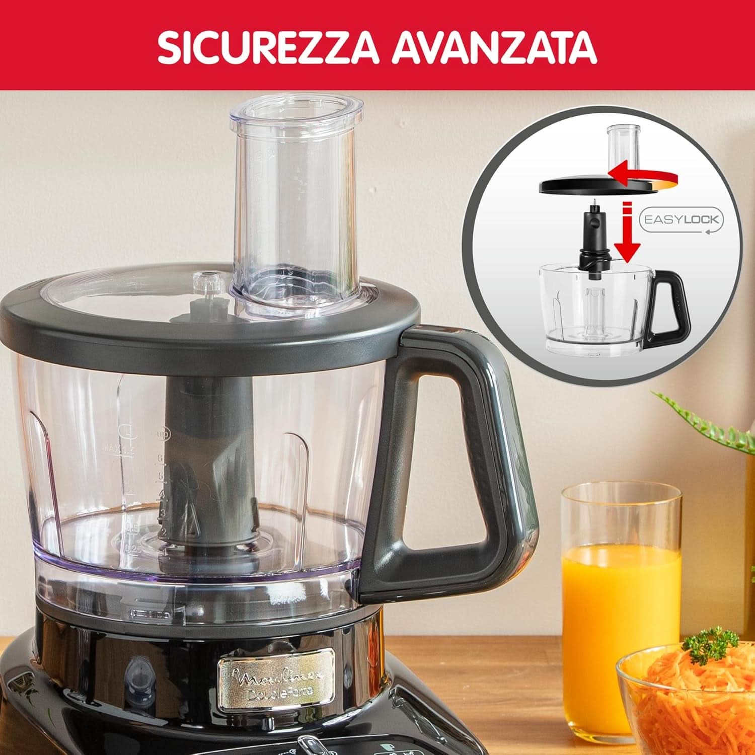 Robot Multifonction, 8 Accessoires, 6 Vitesses, Doubleforce, FP821811 Multifunktionale Küchenmaschine, Kunststoff, Schwarz Mama si Copilul Naty Shop