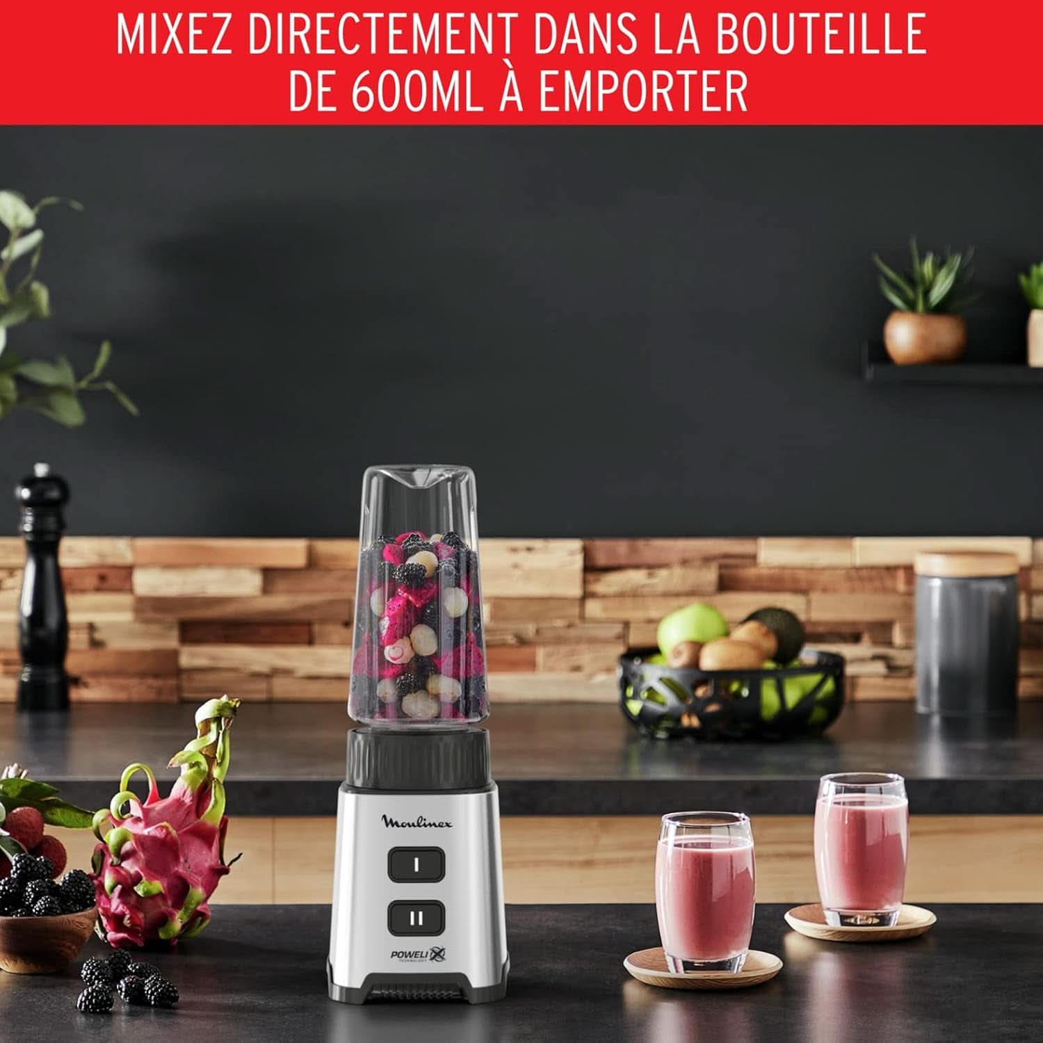 Mixer Pulseo LM17GD, 400 W, 4 Klingen, 700 ml, tragbarer Behälter 600 ml Kitchen Naty Shop