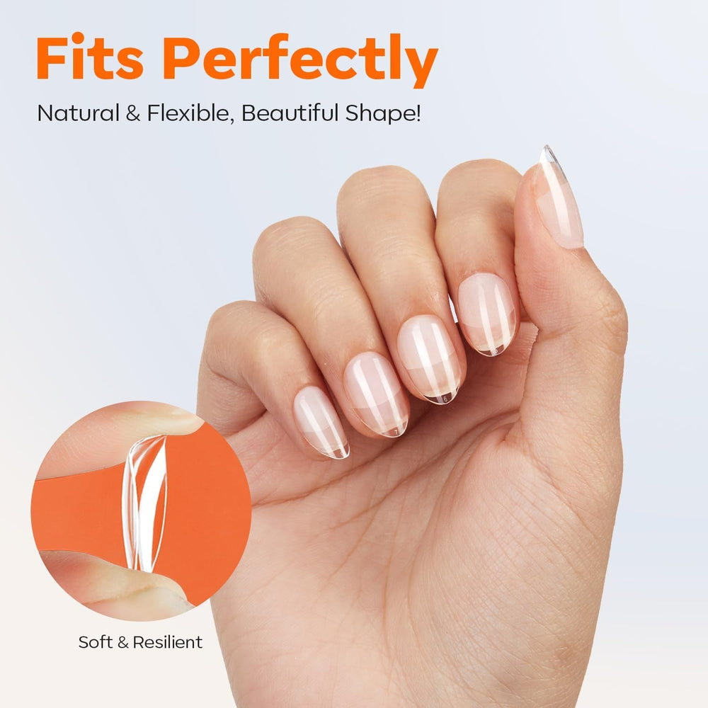 Modelones Tips Unghii 216 Piese - Set Tips Unghii Acoperire Completă, Set Tips Gel Moale, Tips Unghii Rășină PMMA Pre-Lustruire, Unghii Artificiale pentru Lipire pe Nail Art DIY, Migdale Scurte XS