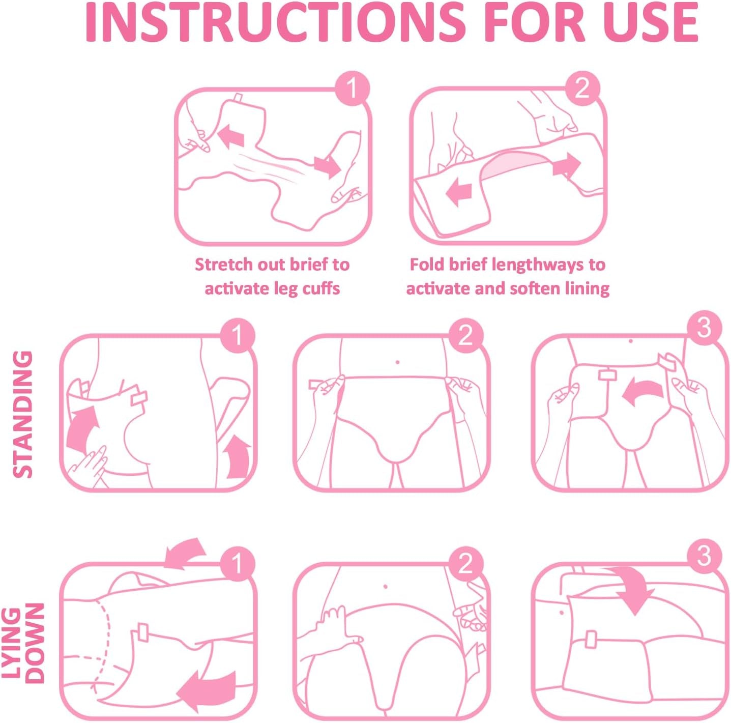 Bedruckte Windeln für Erwachsene, 5500–5800 ml, 2er-Pack – Blushing Baby (M)