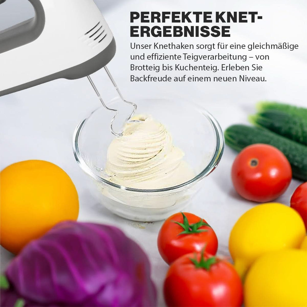 Clatronic Mixer | Kraftvoller 400 Watt-Motor | Handmixer | Turbostufe & 5 Geschwindigkeitsstufen | Handmixer | Spülmaschinengeeignete Edelstahlquirle und -Knethaken | HM 3775 Küche Naty Shop