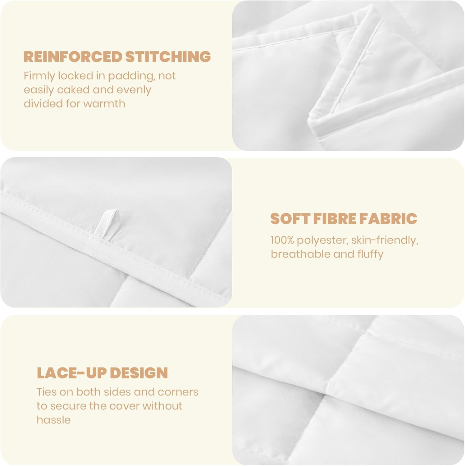 Good Nite Doppelbettdecke, 4,5 Tog, Sommerbettdecke, Doppelbettdecke, weiß, Steppdecke, Polyester, weich und leicht und maschinenwaschbar mit Eckbändern (Doppelbett 200 x 200 cm). Decken und Steppdecken Naty Shop