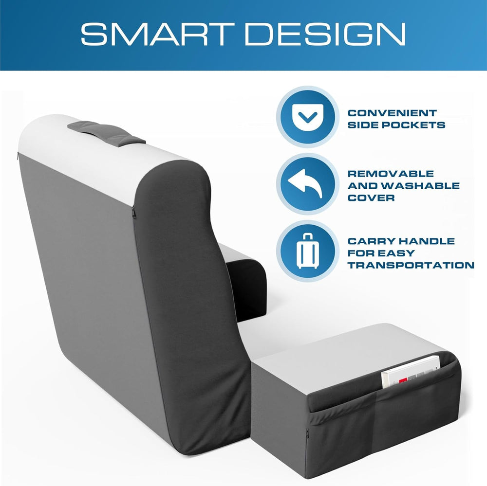 Pernă de citit tip pană, pernă de spătar pentru stat în pat, pernă cu brațe pentru TV, cărți, jocuri, dormitor, suport pentru spate (gri/alb, standard)