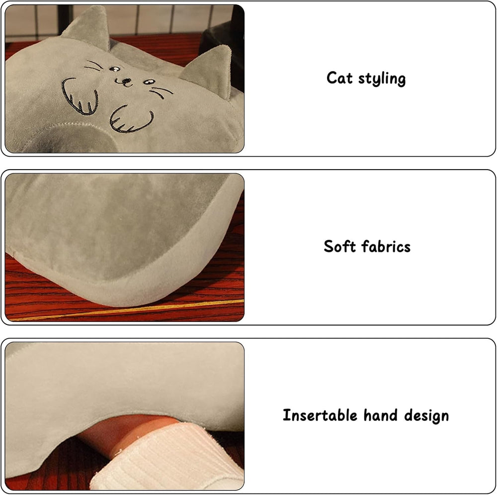 Pernă de somn pentru birou, bumbac de memorie, pernă drăguță cu gaură pentru ureche, pernă de somn moale, pernă pentru urechi pentru dormit lateral pentru femei, fete, copii (pisoi gri) Perne ortopedice cervicale Naty Shop