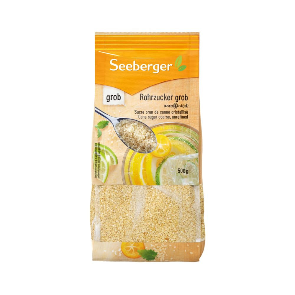 Seeberger Rohrzucker Grob 5Er Pack: Vollrohrzucker Besonders Aromatisch - Ideal Für Cocktails Und Zum Backen - Grob - Unraffiniert, Vegan (5 X 1 Kg) Süßstoffe Naty Shop 500 G (12Er-Pack)