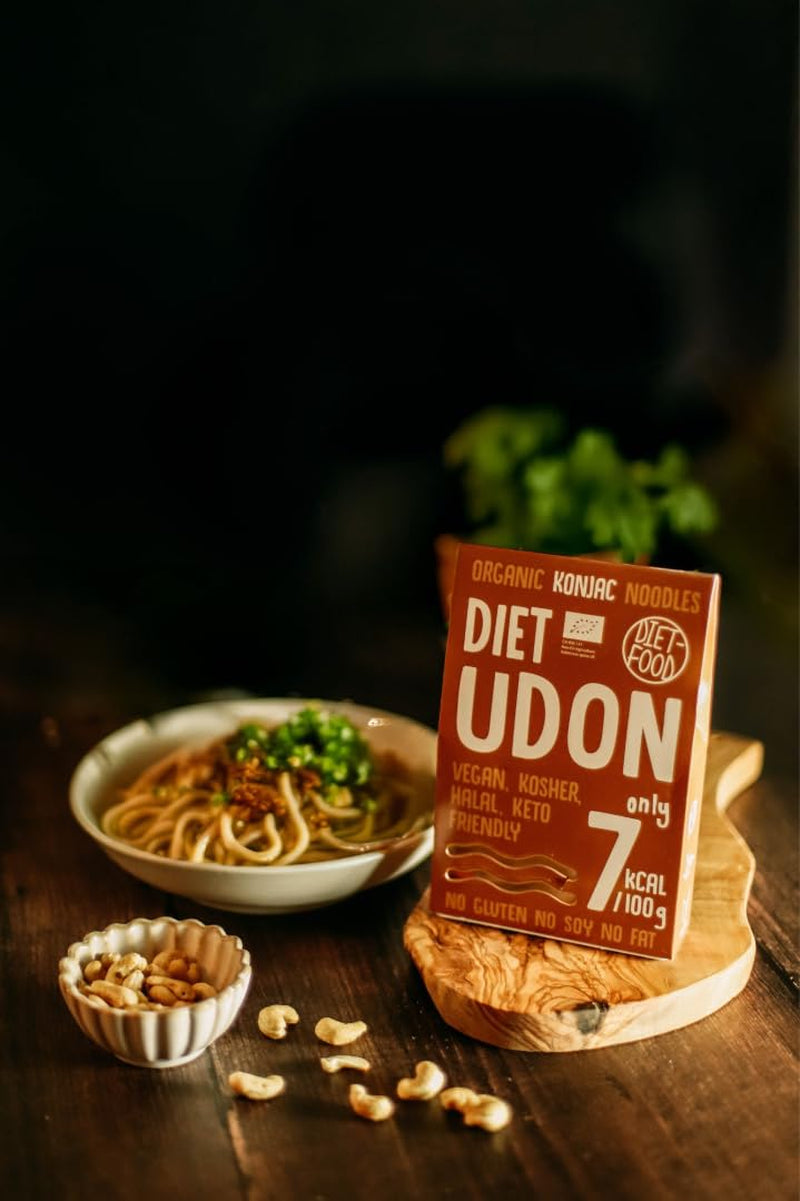 Udon Shirataki Konjac Nudeln Bio 385g – Kalorienarm, glutenfrei, vegan – aus Konjakwurzel, reich an Ballaststoffen DIÄT-FOOD