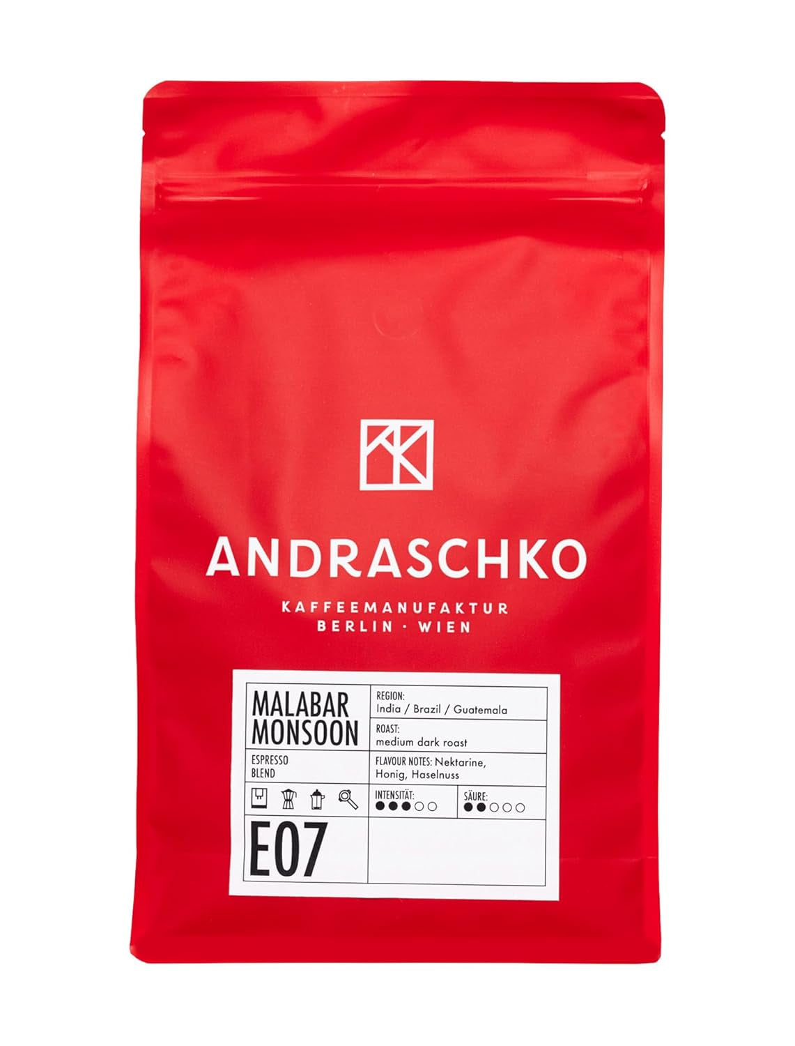 Malabar Monsoon Espresso Blend - 100 % Arabica aus Indien, Brasilien & Guatemala - säurearm & ausgewogen mit Nektarine, Honig & Haselnuss - ganze Bohnen, medium dark roast - 1kg