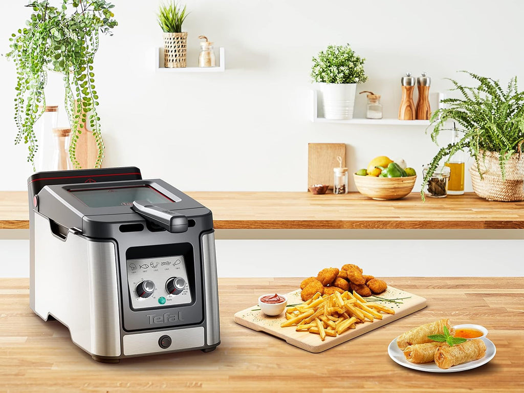 Tefal FR600D Clear Duo Deep Fryer, prăjire cu mai puțin fum și mirosuri, capacitate 1,2 kg, termostat, cronometru, fereastră mare de vizualizare fără ceață Electrocasnice Naty Shop