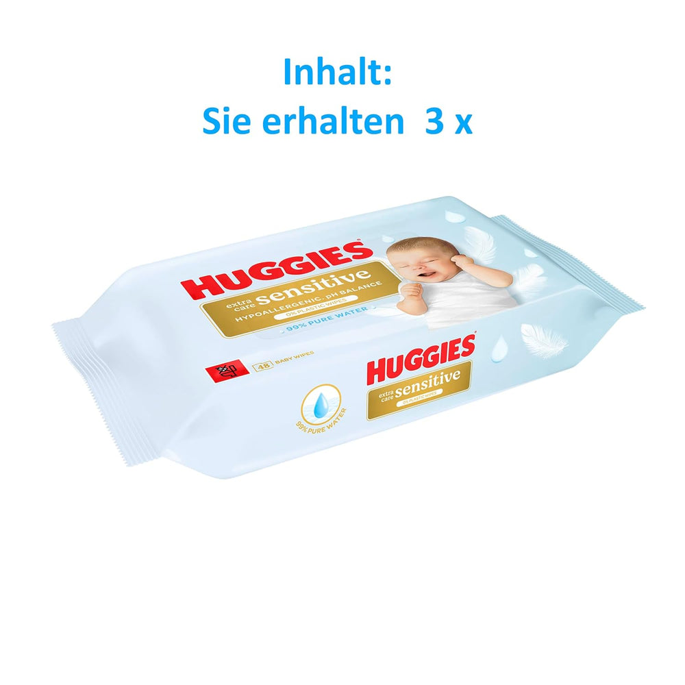 Huggies Pure Extra Care Sensitive Babytücher, 99 % Wasser, plastikfrei, parfümfrei