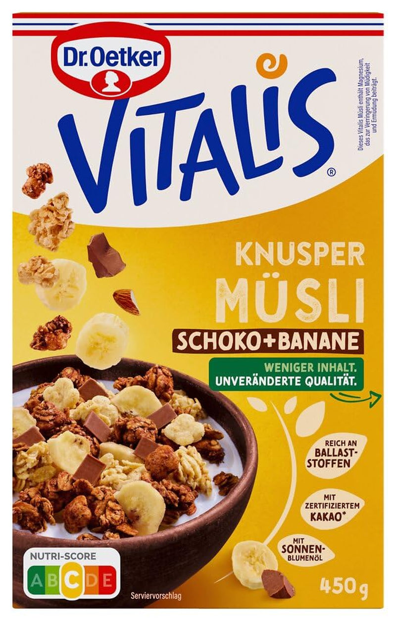 Dr. Oetker Vitalis Crunchy Honeys: Honig-Knuspermüsli für Frühstück und Snacks, 5er-Pack (5 x 600 g)