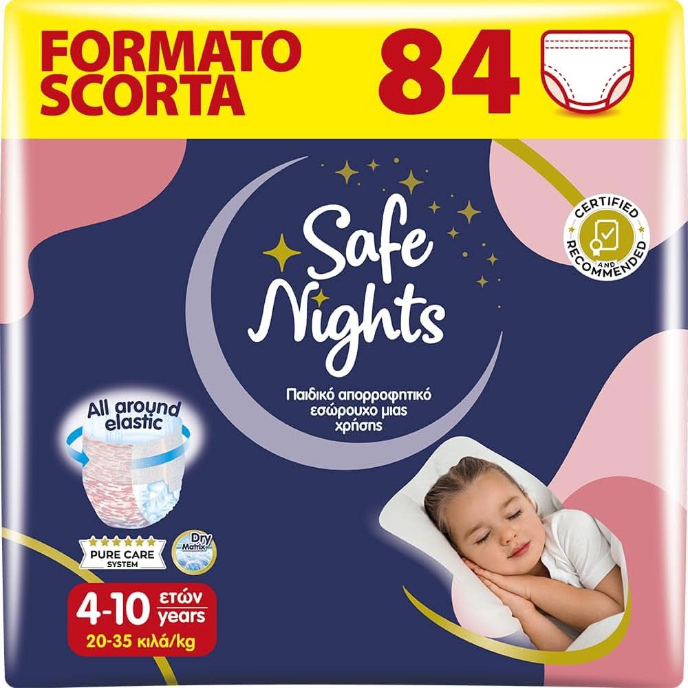 Safe Nights Boy, Windeln für die Nacht, verschiedene Größen Mutter und Kind Naty Shop Mädchen Größe M (84 Stück)