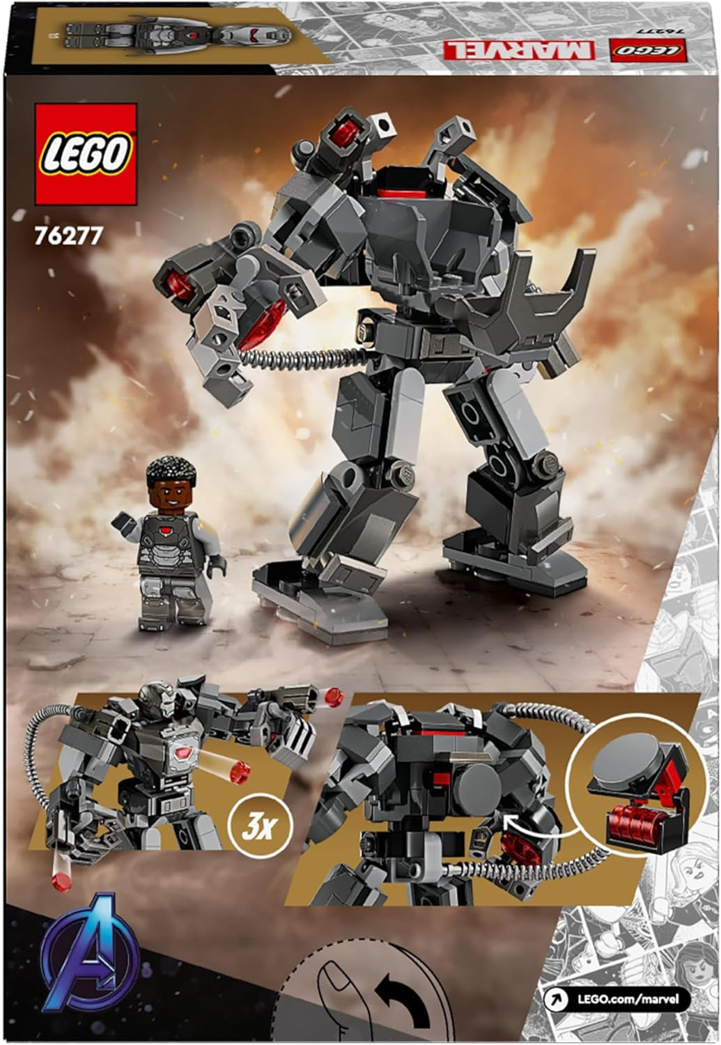 LEGO Marvel War Machine Mech 3-Shooter Super Hero Bauspielzeug für Kinder MCU Legendäre Actionfigur Geschenk für 6-jährige Jungen und Mädchen 76277 Bausets Beuche den LEGO-Store