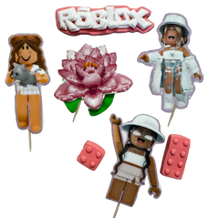 Set 7 decoratiuni comestibile din pasta de zahar, Roblox girls Decoratiuni din Pasta de Zahar Naty Shop