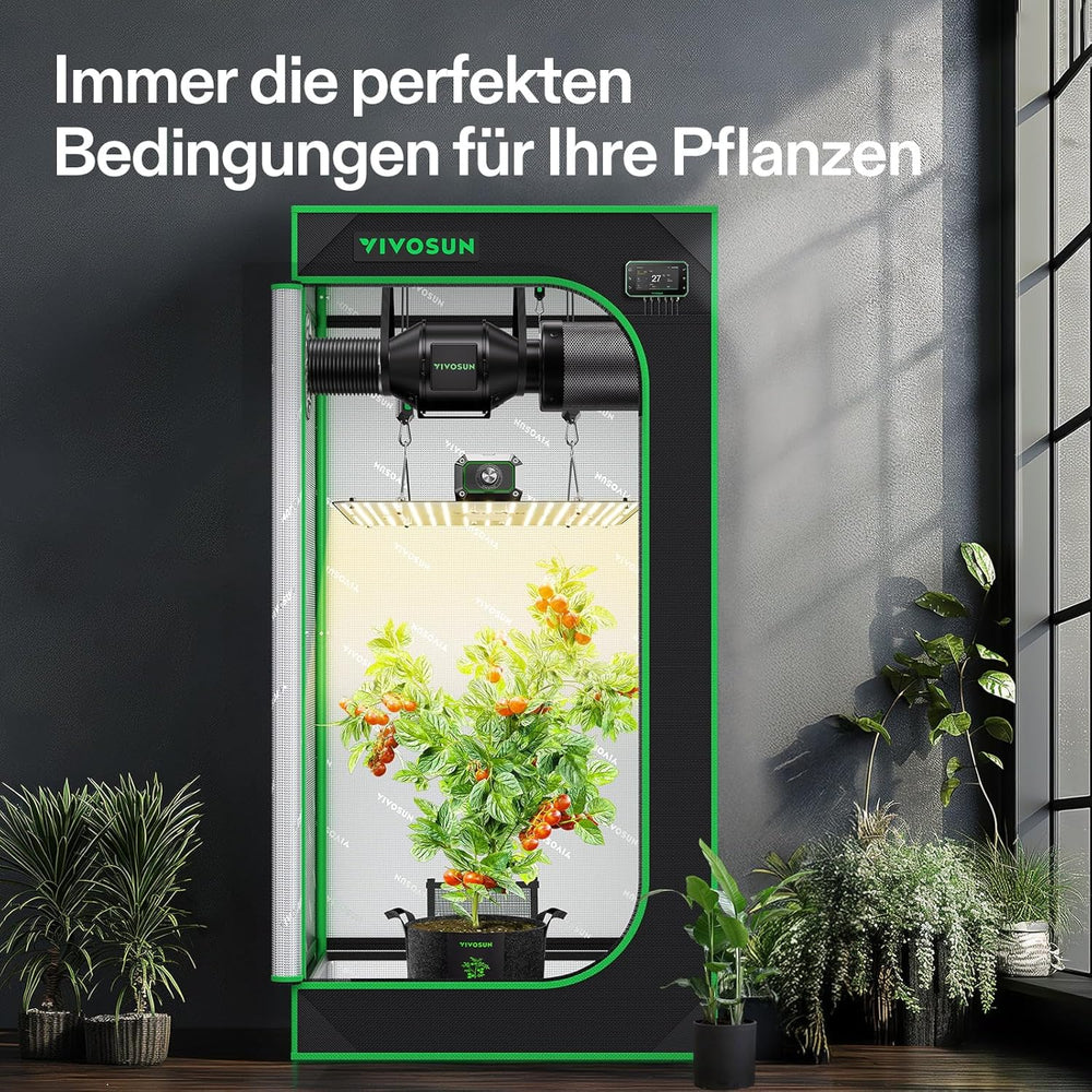 VIVOSUN Smart Grow Tent Komplettset 60 x 60 x 120 cm, integriertes automatisches WLAN-Wachstumssystem mit 100 W Vollspektrum-LED-Licht und effizientem Belüftungssystem mit GrowHub E42A+-Controller