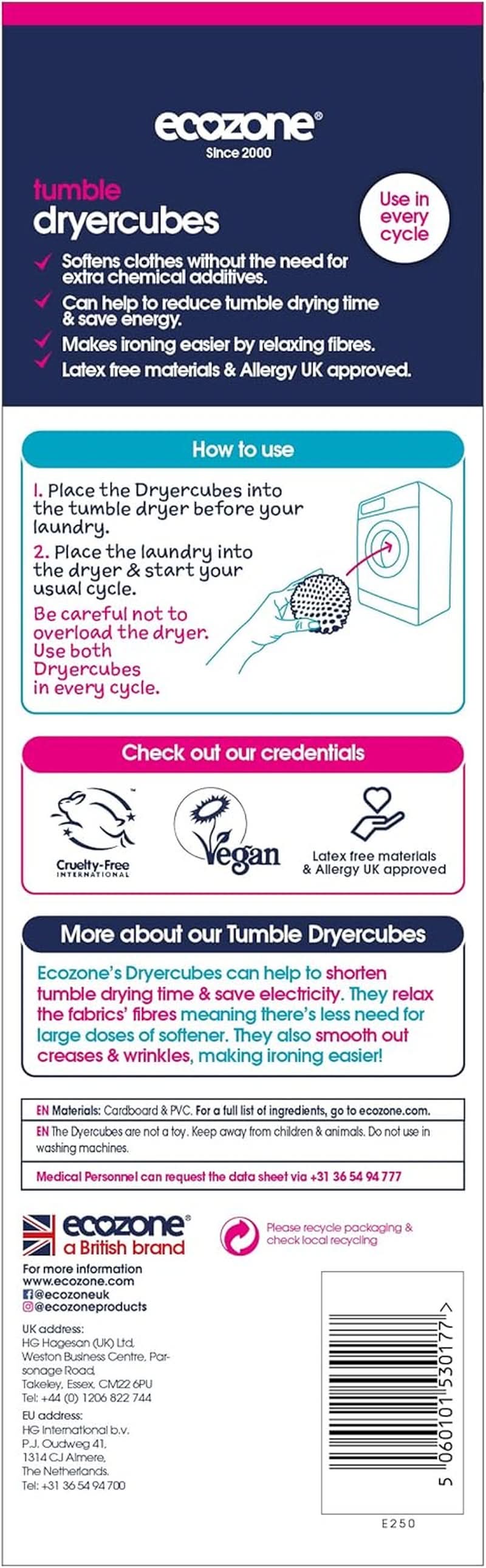 Trocknerbälle aus neuem, weicherem Material mit variablem Design. Enthält 2 Waschmittel von Naty Shop