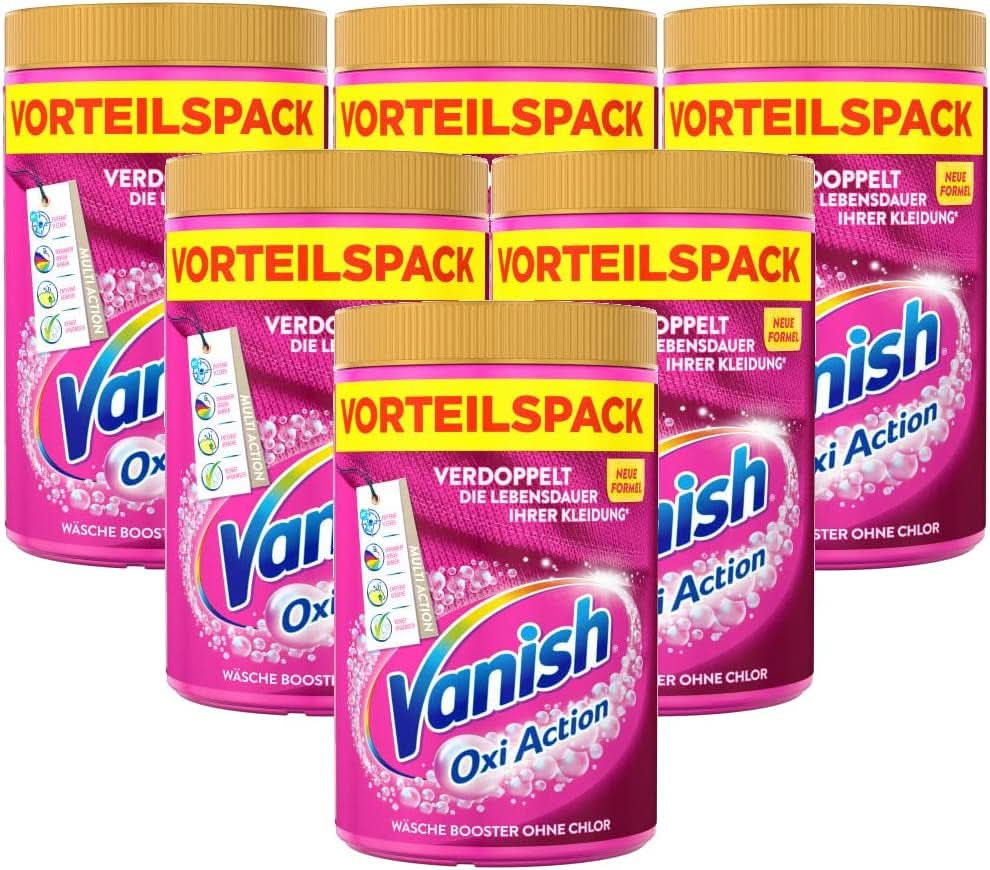 Vanish Oxi Action Powder Pink – 1 x 1,65 kg – Pulver zum Entfernen von Flecken und zur Verbesserung der Wäsche ohne Chlor – für farbige Wäsche. Waschmittel Naty Shop Set 6 x 1,65 kg