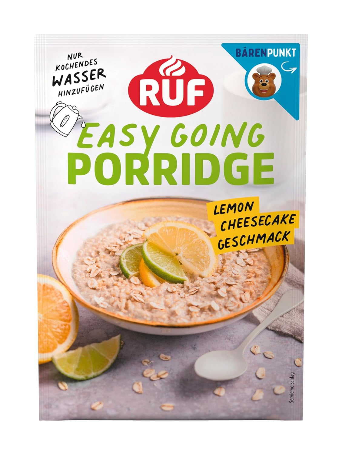 RUF Instant-Haferflocken mit Erdbeeren und Vanille, eine Sommermahlzeit mit Hafer, in 3 Minuten fertig, 1 Beutel x 65 g