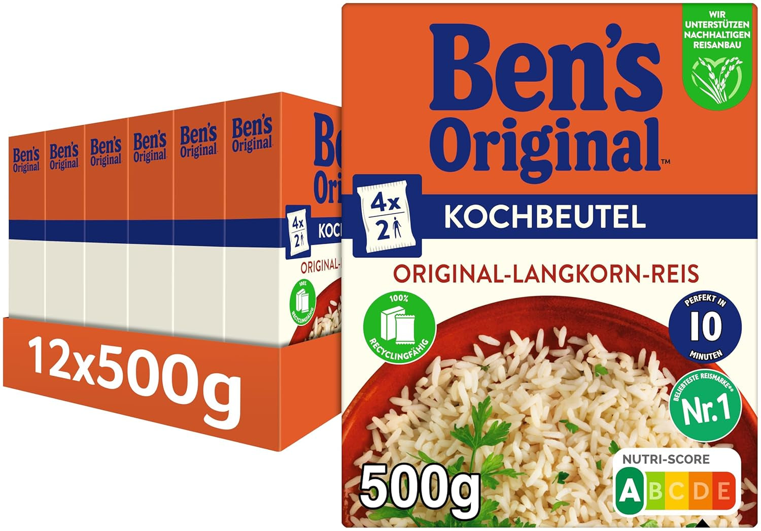 BEN'S ORIGINAL™ Langkornreis, im Beutel gekocht, 10 Minuten, 6 x 1 kg