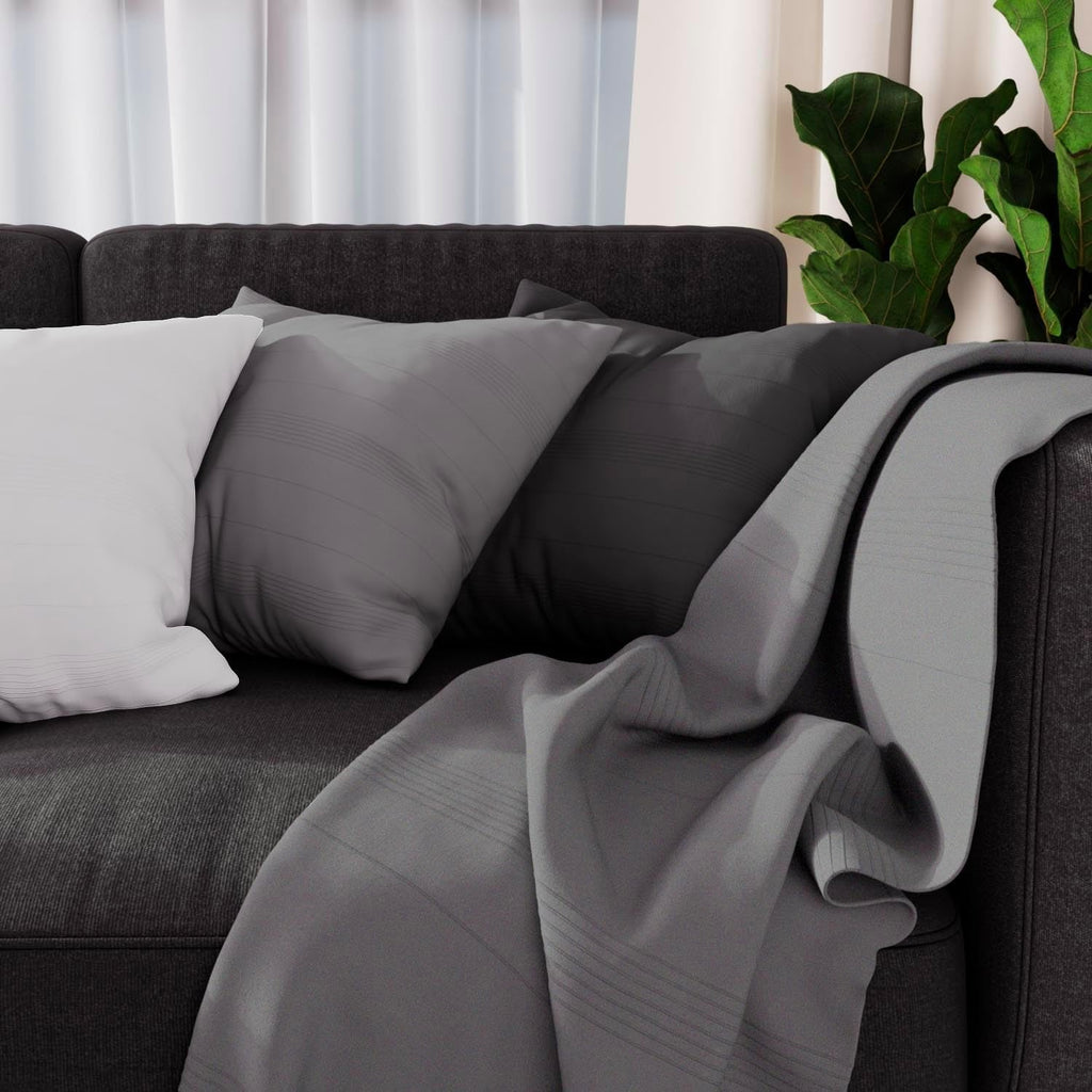 Soleil D'Ocre Adele Plaid, aruncat de fotoliu, Polycoton, Gri, 140 X 200 Cm Paturi si Cuverturi Besuche den Soleil d'ocre-Store Gri 140 X 200 Cm