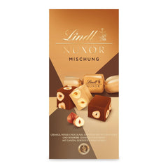 Lindt-Schokolade | Mischung für Beutel NUXOR | 103g | Cremige Gianduja-Schokoladenwürfel in drei Sorten mit gerösteten ganzen Haselnüssen | Schokoladengeschenk