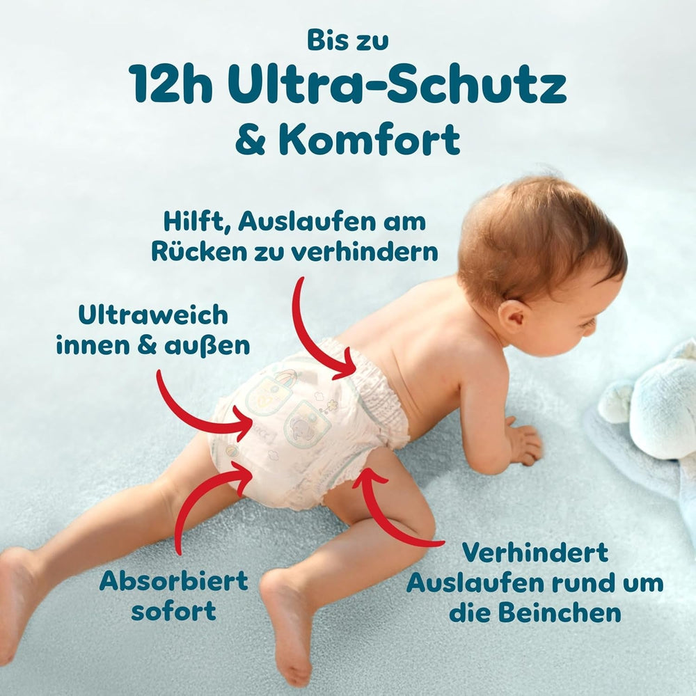 Scutece Pampers Premium Protection Pants mărimea 7, 123 scutece, 15 kg+, cu ajustare la 360° și manșete moi anti-scurgere pentru confort și protecție optime