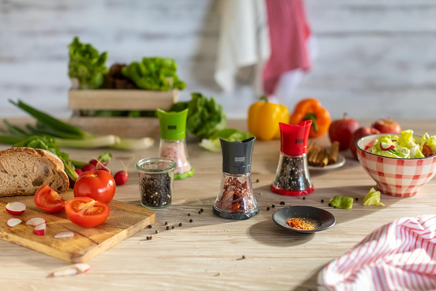 KUHN RIKON Gewürzmühle Mini (grün), Kunststoff, 12 x 12 x 8 cm Mühlen und Hobel Naty Shop