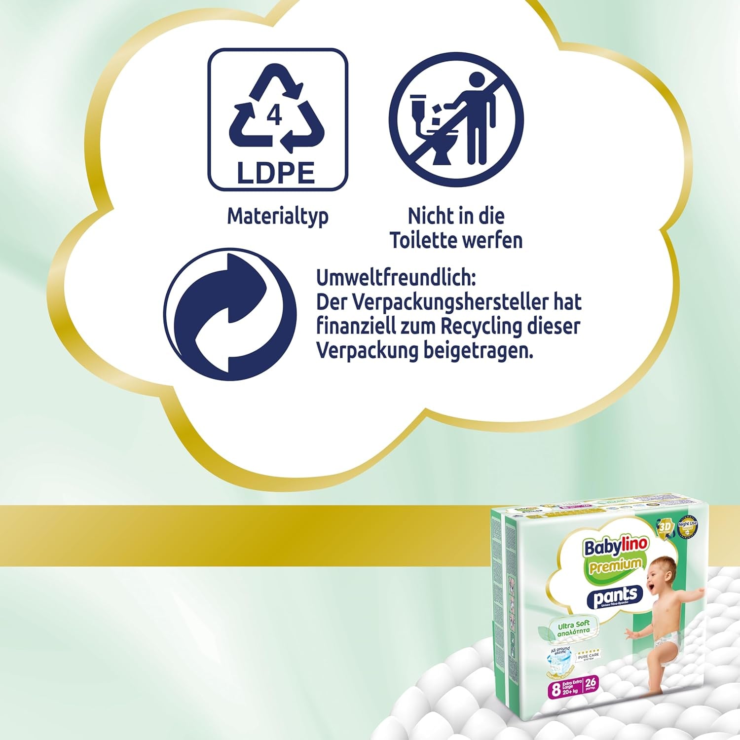 Premium-Hose Größe 8 mit Ultra-Soft-Filter, XXL (20+ kg), 26 Stück