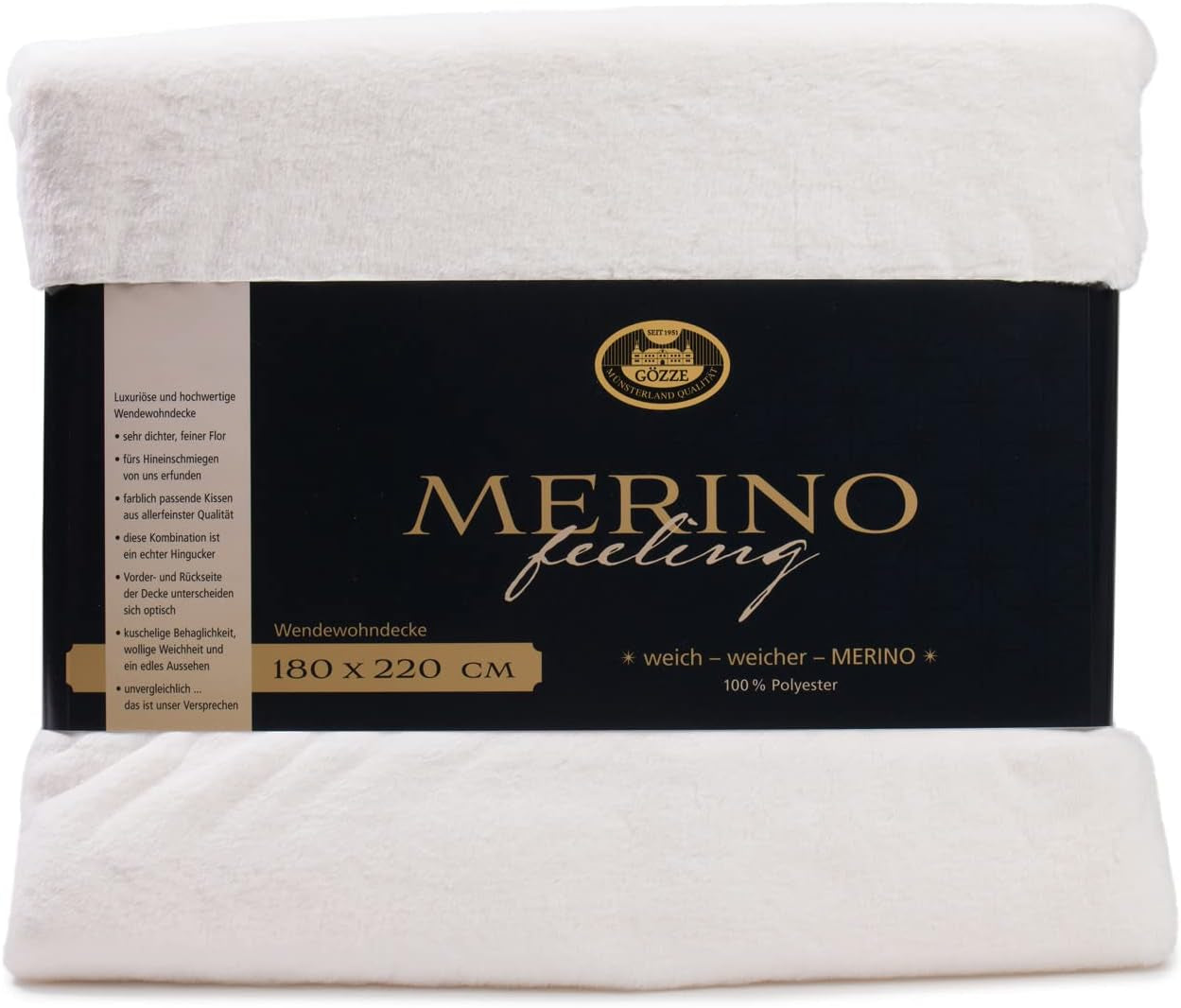 Gözze – Bequeme Decke, wendbar, hohe Dichte 600 g/m², 150 x 200 cm – dunkelgrüne Betten und Decken. Besuchen Sie den Gözze-Store, weiße Wolle, 180 x 220 cm