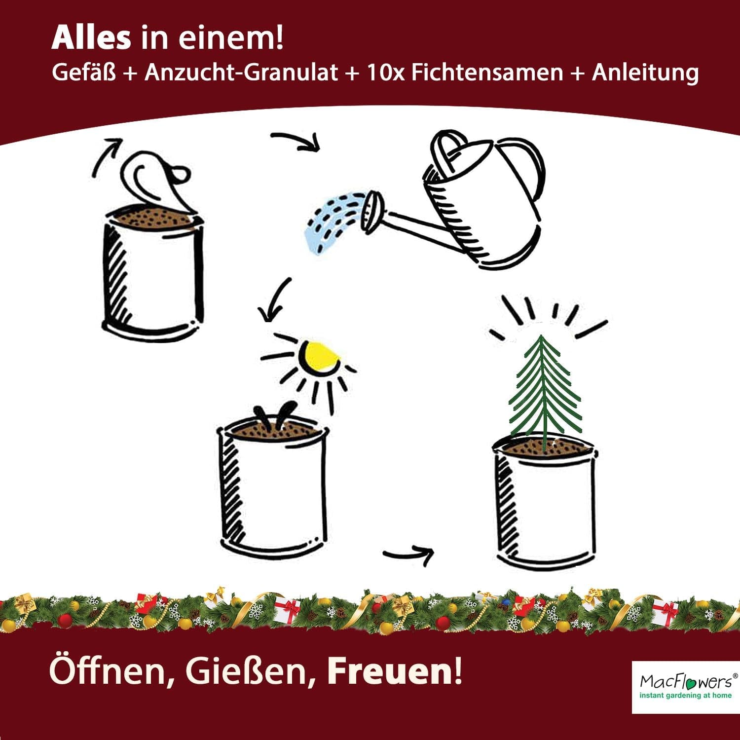 Weihnachtsbaum in Der Dose - Comic Set 4X Weihnachtsbaum Gemischt