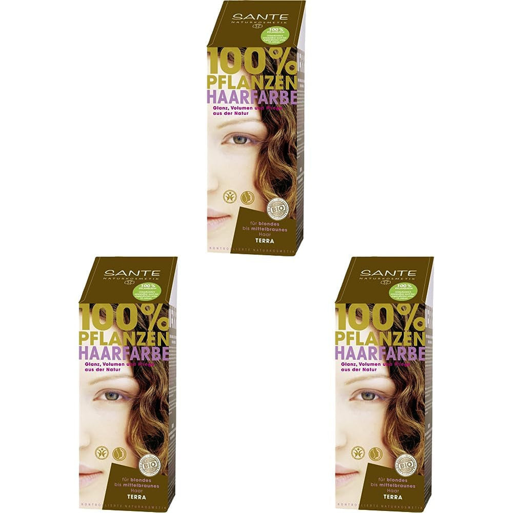 SANTE Natural Cosmetics Plant Hair Colour Powder, Natural Red, 100 g (1 pachet) Vopsea pentru par Naty Shop Terra 100 G (pachet de 3)