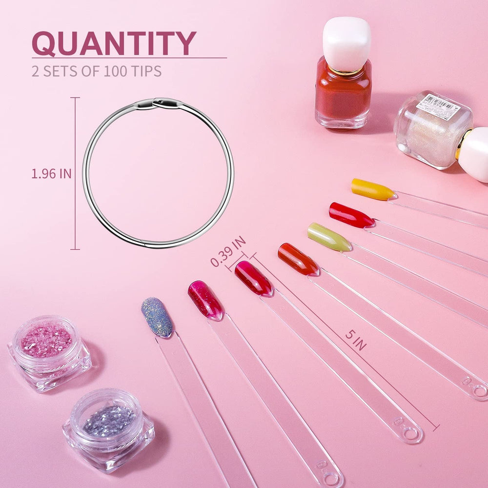 100 Stück Nail Art Tips Ring Stick,Nagelspitzen Nagel Display Transparente Nägel Kunstspitzen Sticks,Nagelkunst Praxis Für Nagelstudio Und Anfänger Display DIY Nail Art Tips