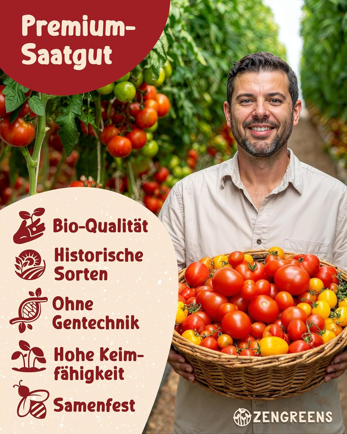 Bio-Tomatensamen im 10er-Set – 10 Tomatensamen für den einfachen Anbau im Garten, Balkon oder Hochbeet – Pflanzensamen – Setzlinge