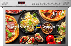 SYLVOX Televizor de bucătărie de 15,6 inci, televizor pliabil pentru bucătărie cu pivotare, suport Google TV WiFi Bluetooth, Smart TV 1080P pentru bucătărie, dormitor, autorulotă, iaht (argintiu)